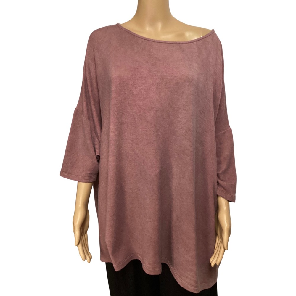 Three Bird Nest Mauve Mineral Wash Oversized Tunic Top Medium MT6269 Boho